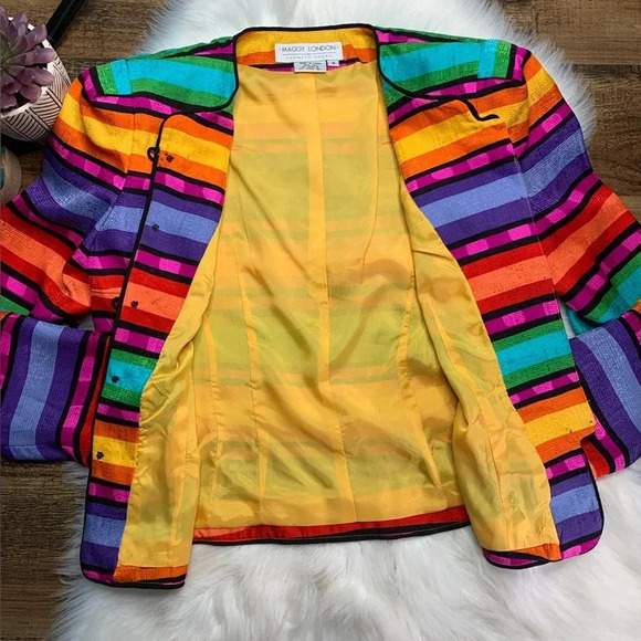 Vintage Silk Multi Color Blazer - Picture 5 of 8